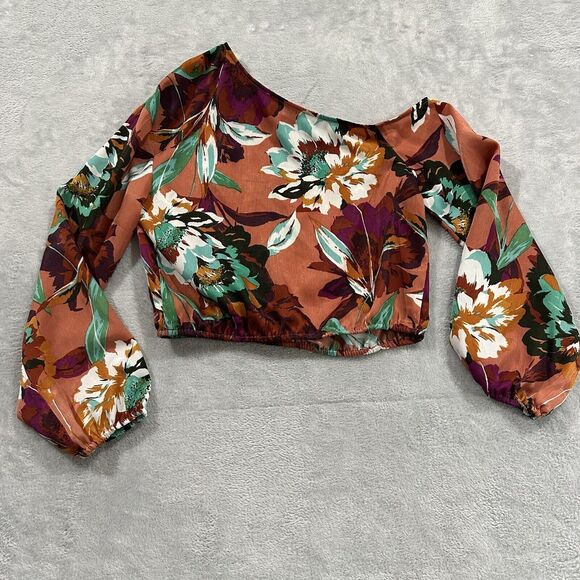 Ali‎ & Jay Asymmetrical Long Sleeve Cropped Shirt Women Small Multicolor - Picture 1 of 6